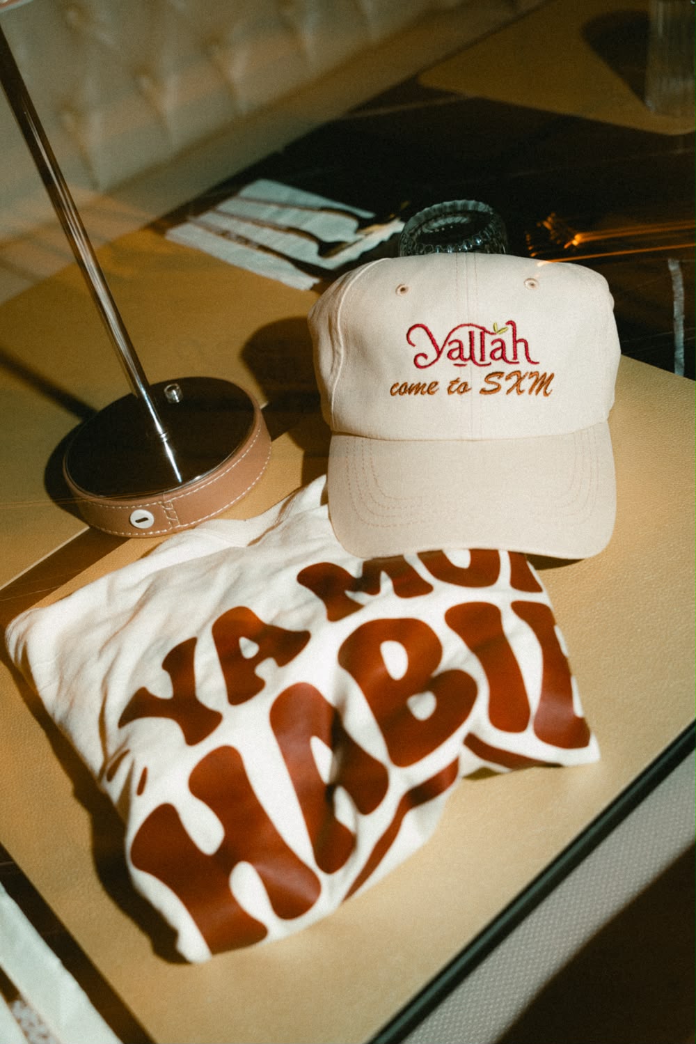 Yallah 'Come to SXM' embroidered cream cap